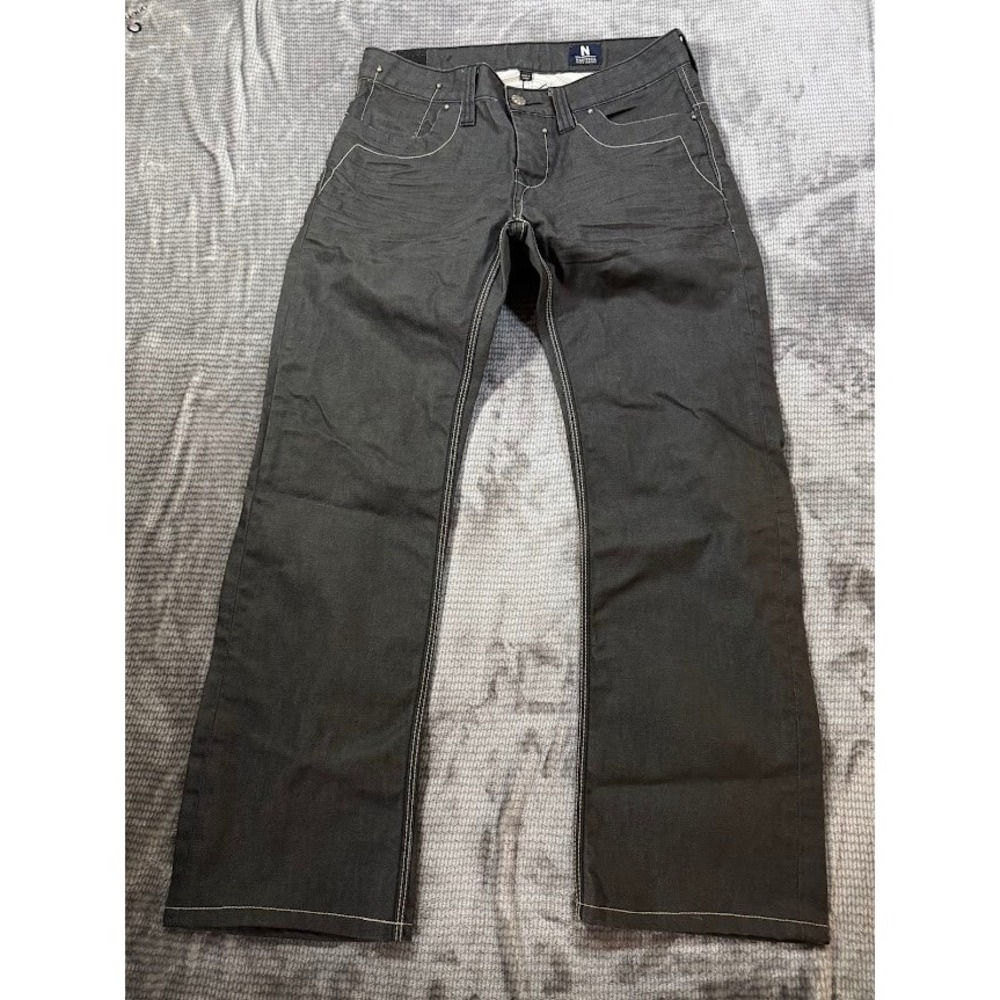 Nautica Jeans Co Mens 7Diamonds Straight Black Denim Selvedge 33x29.